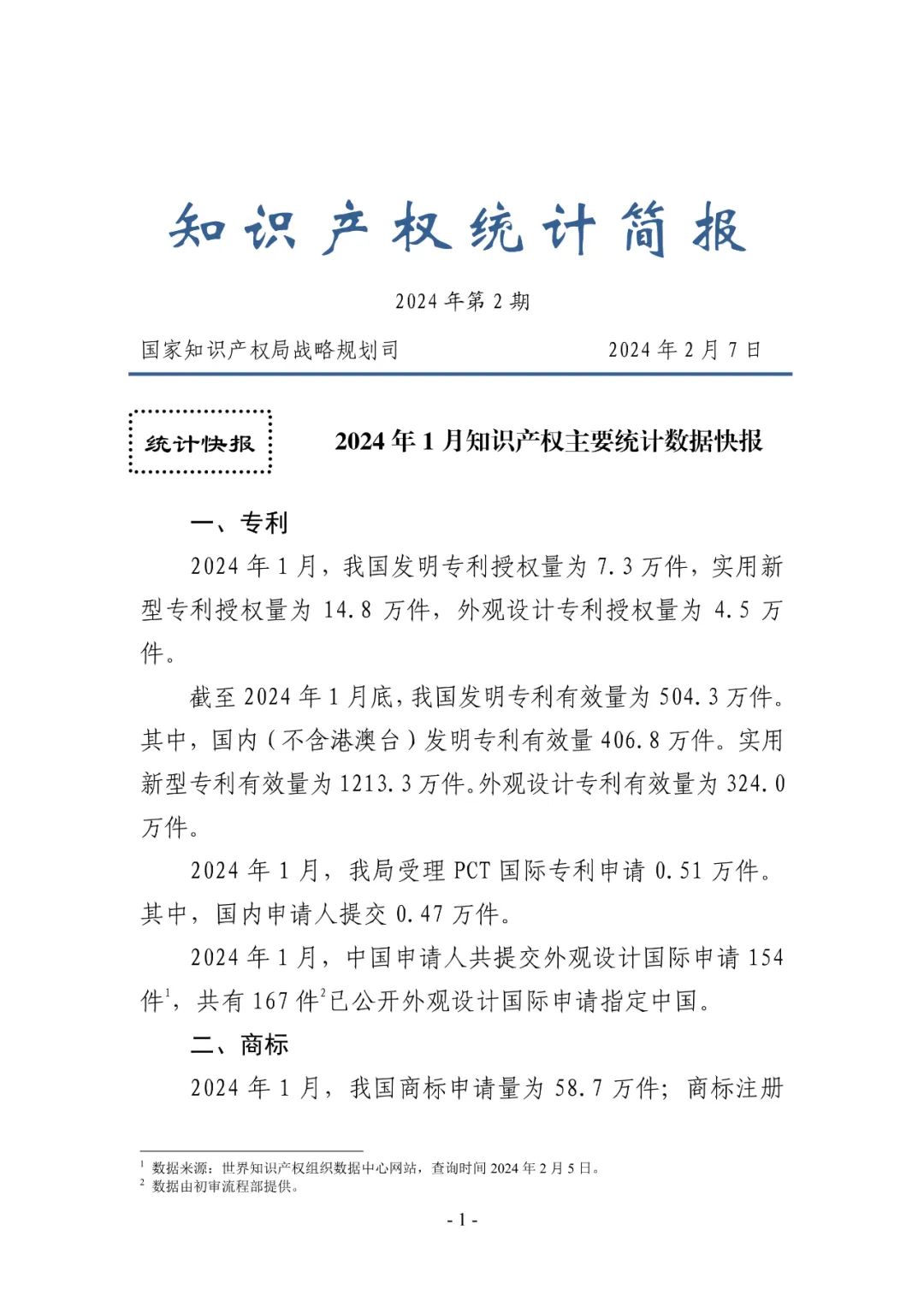 國家知識產權局發布2024年第2期知識產權統計簡報